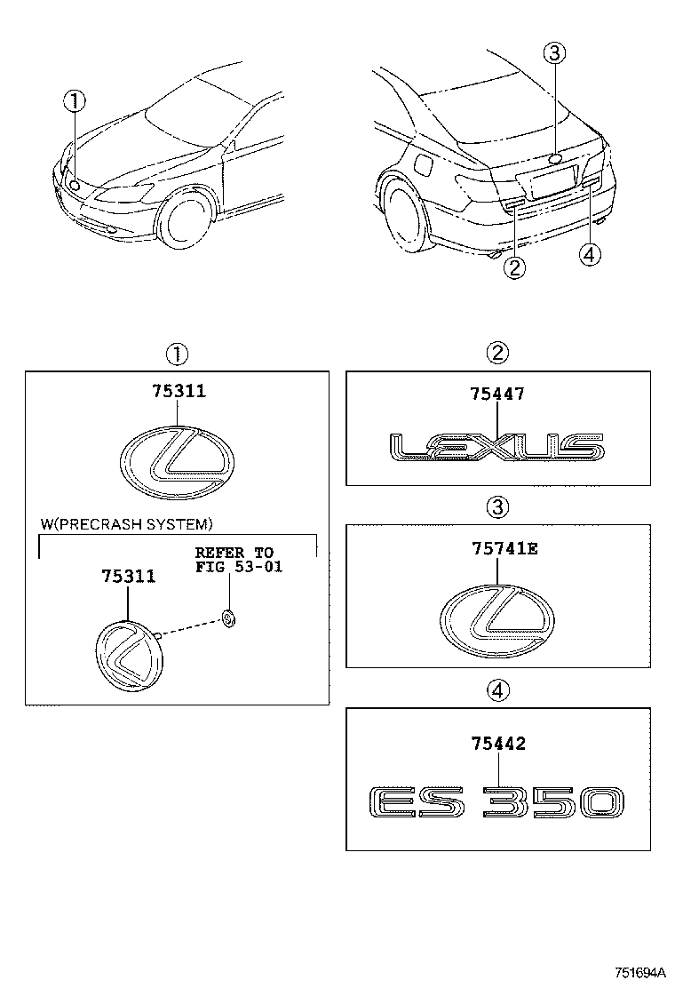 Toyota 90975-02082 EMBLEM, RADIATOR GRILLE (OR FRONT PANEL)