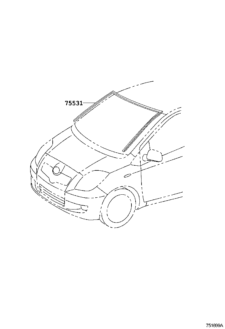 75531-0D010 MOULDING, WINDSHIELD, OUTER UPPER product image