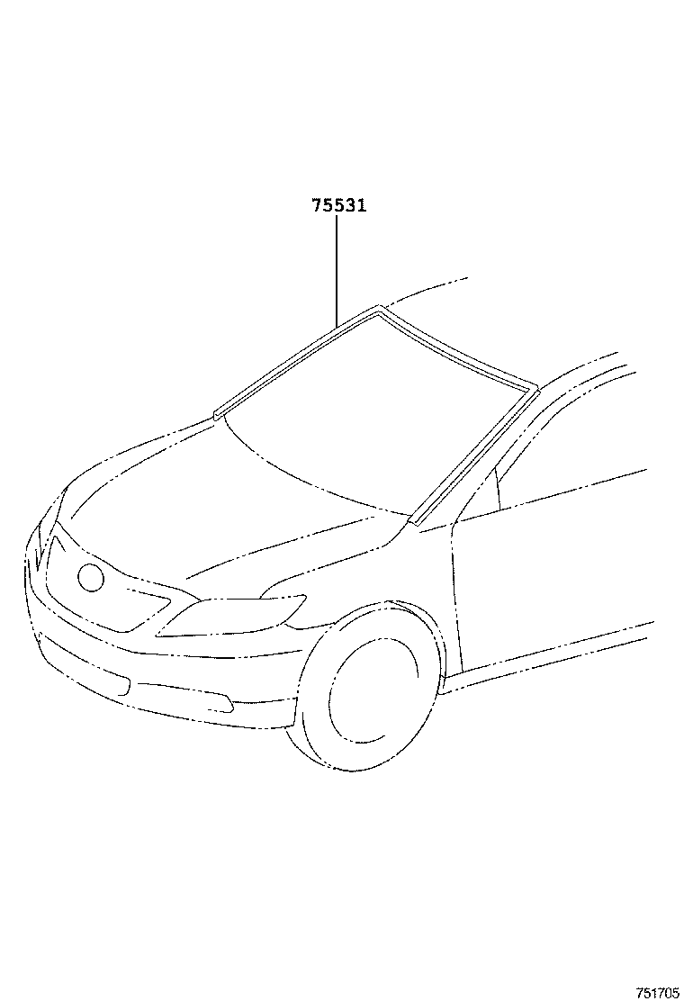 75531-06110 MOULDING, WINDSHIELD, OUTER UPPER product image