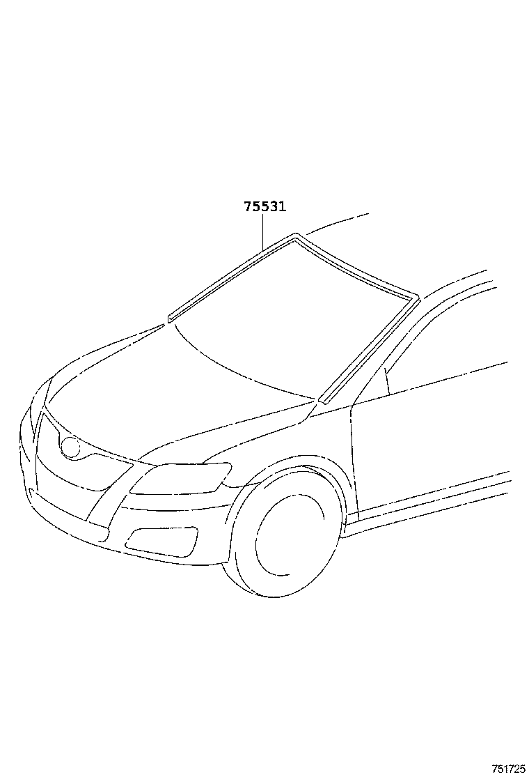 75531-06150 MOULDING, WINDSHIELD, OUTER UPPER product image