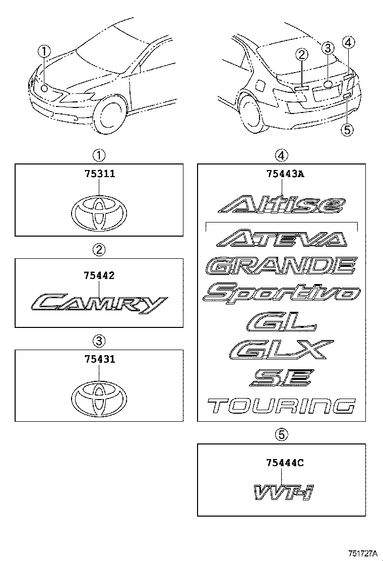 75442-06110 PLATE, LUGGAGE COMPARTMENT DOOR NAME, NO.2 product image