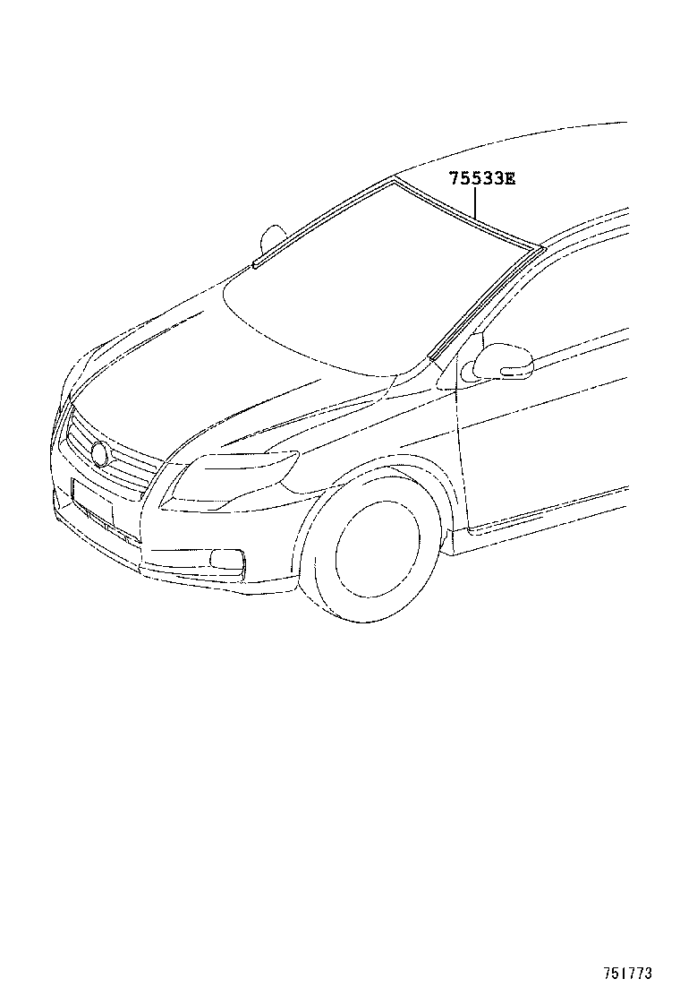 75533-12670 MOULDING, WINDSHIELD, OUTSIDE product image