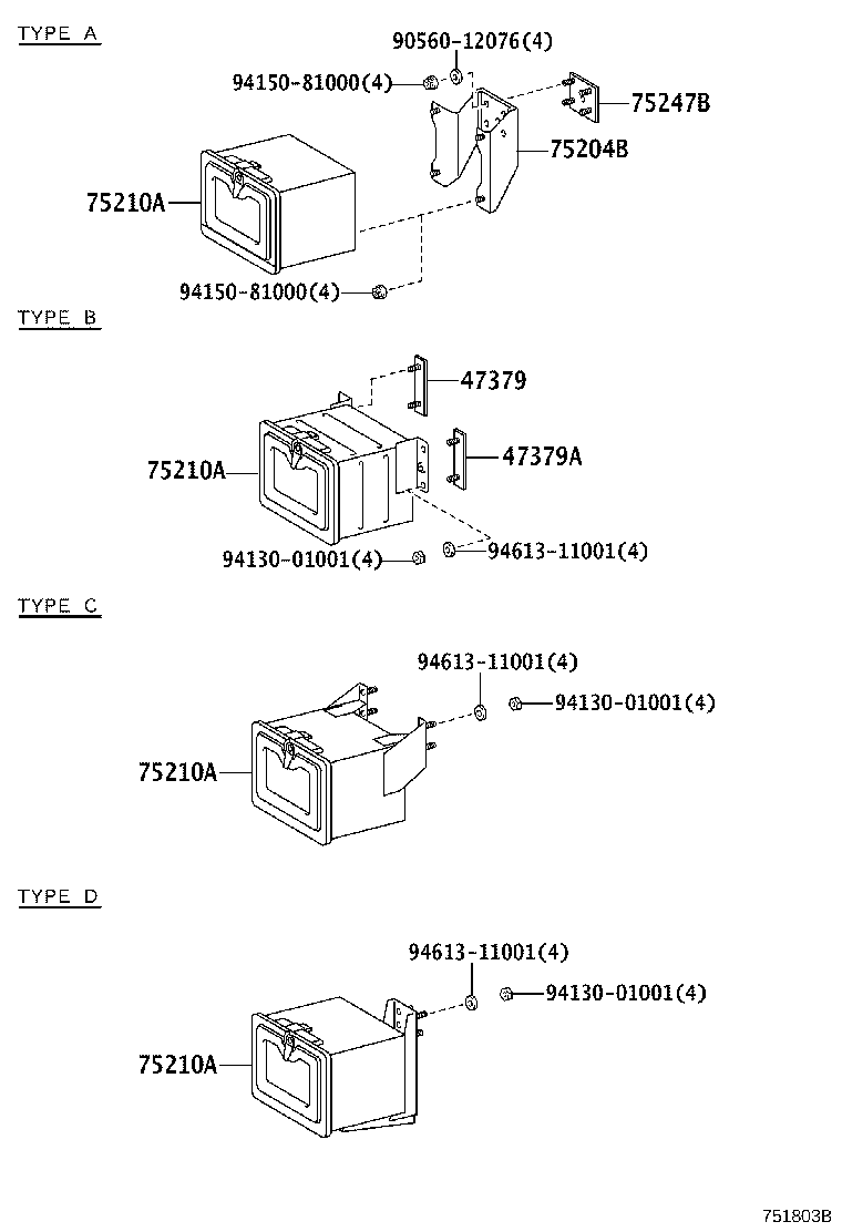 75135-37101 STAY, COMBINATION REAR LAMP BRACKET product image