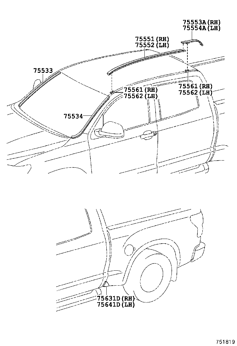 75641-0C060 MOULDING, SIDE PANEL, LOWER NO.1 LH product image