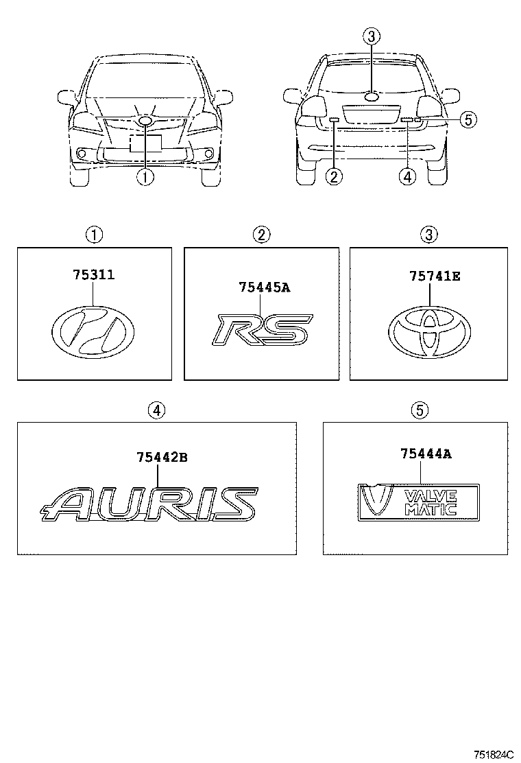 75301-12410 EMBLEM, RADIATOR GRILLE (OR FRONT PANEL) product image