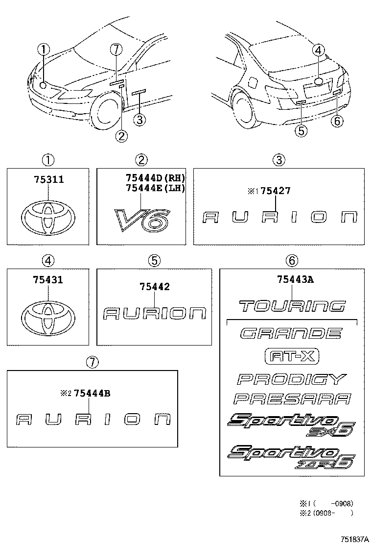 75442-06110 PLATE, LUGGAGE COMPARTMENT DOOR NAME, NO.2 product image