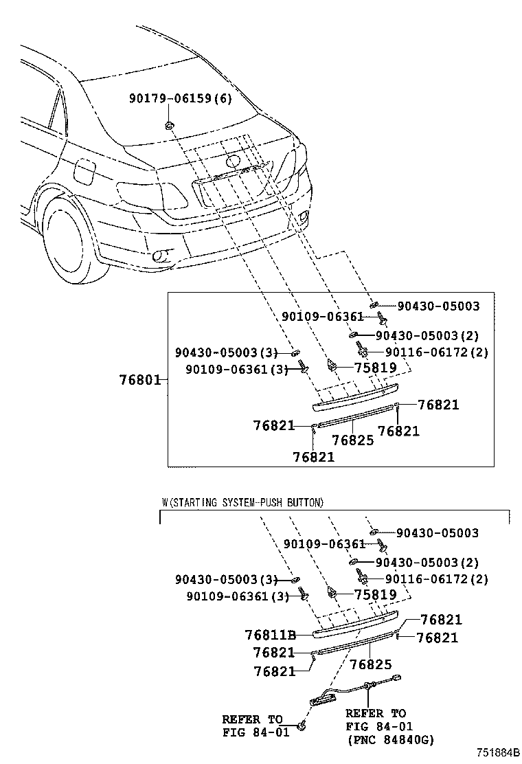 76811-12B80 GARNISH, LUGGAGE COMPARTMENT DOOR, OUTSIDE product image