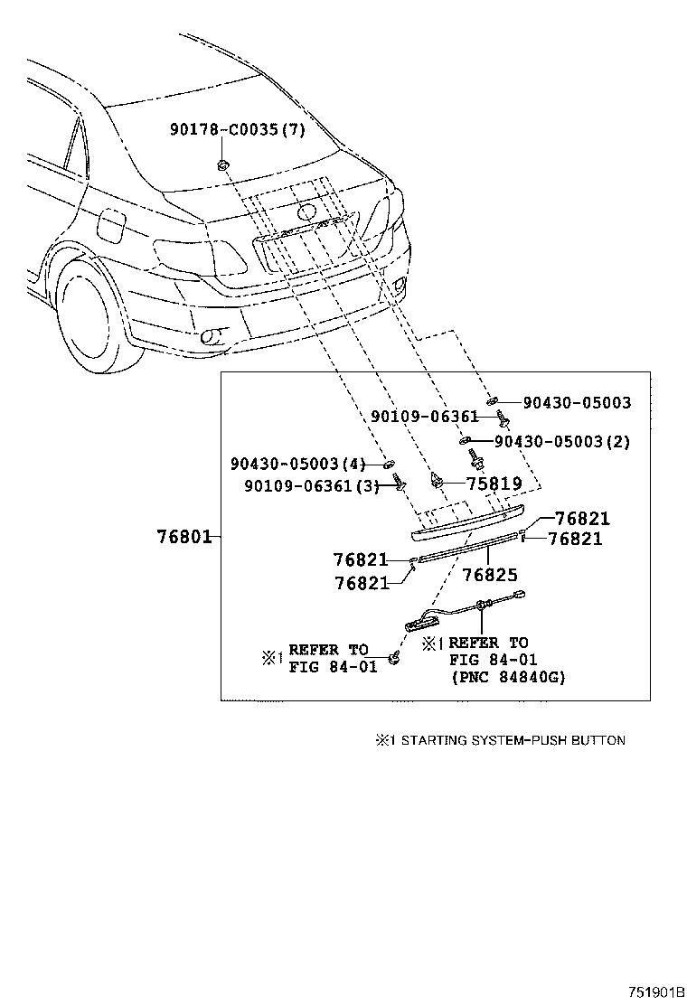 76801-02680 GARNISH SUB-ASSY, BACK DOOR, OUTSIDE product image