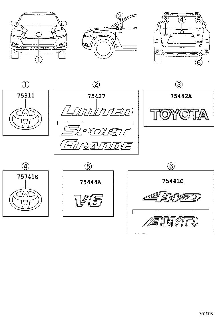 75442-48080 PLATE, BACK DOOR NAME, NO.2 product image