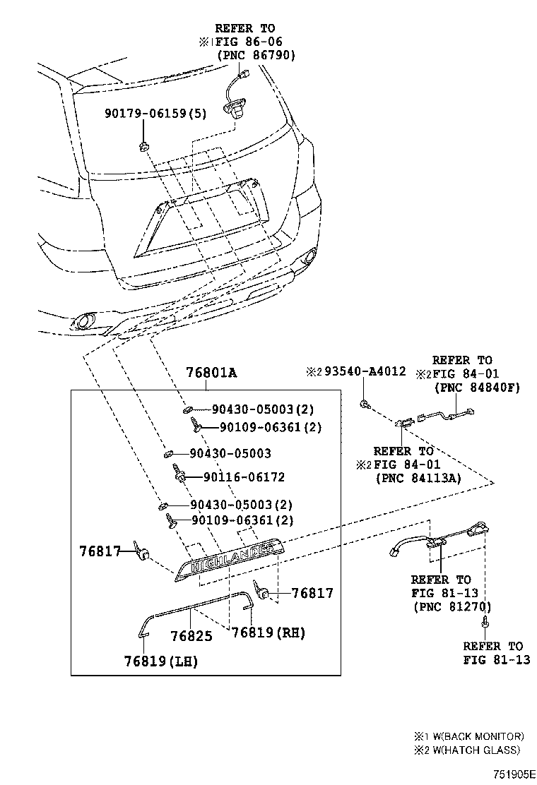 Toyota 76801-48908 GARNISH SUB-ASSY, LUGGAGE COMPARTMENT DOOR, OUTSIDE
