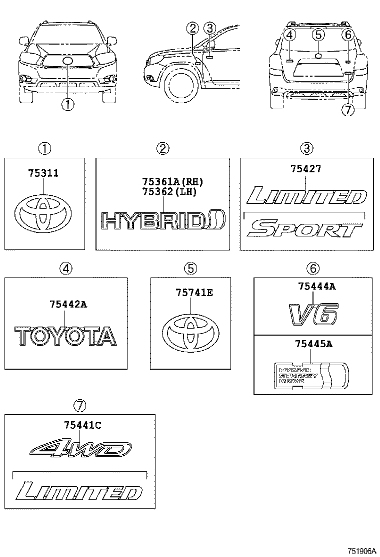 Toyota 75427-48020 PLATE, FRONT DOOR NAME