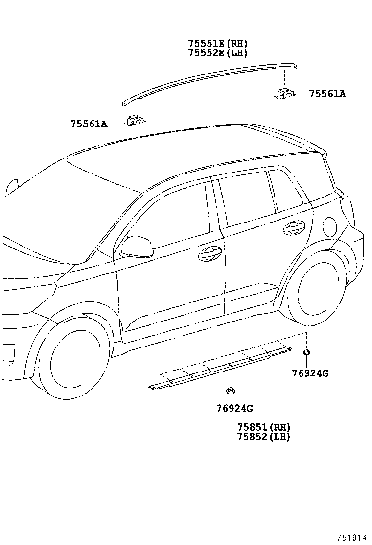 75852-52040 MOULDING, ROCKER PANEL, LH product image
