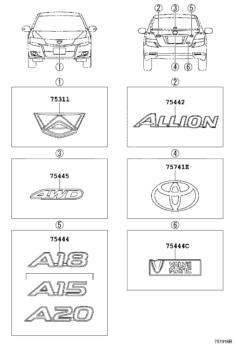 75442-2B040 PLATE, LUGGAGE COMPARTMENT DOOR NAME, NO.2 product image