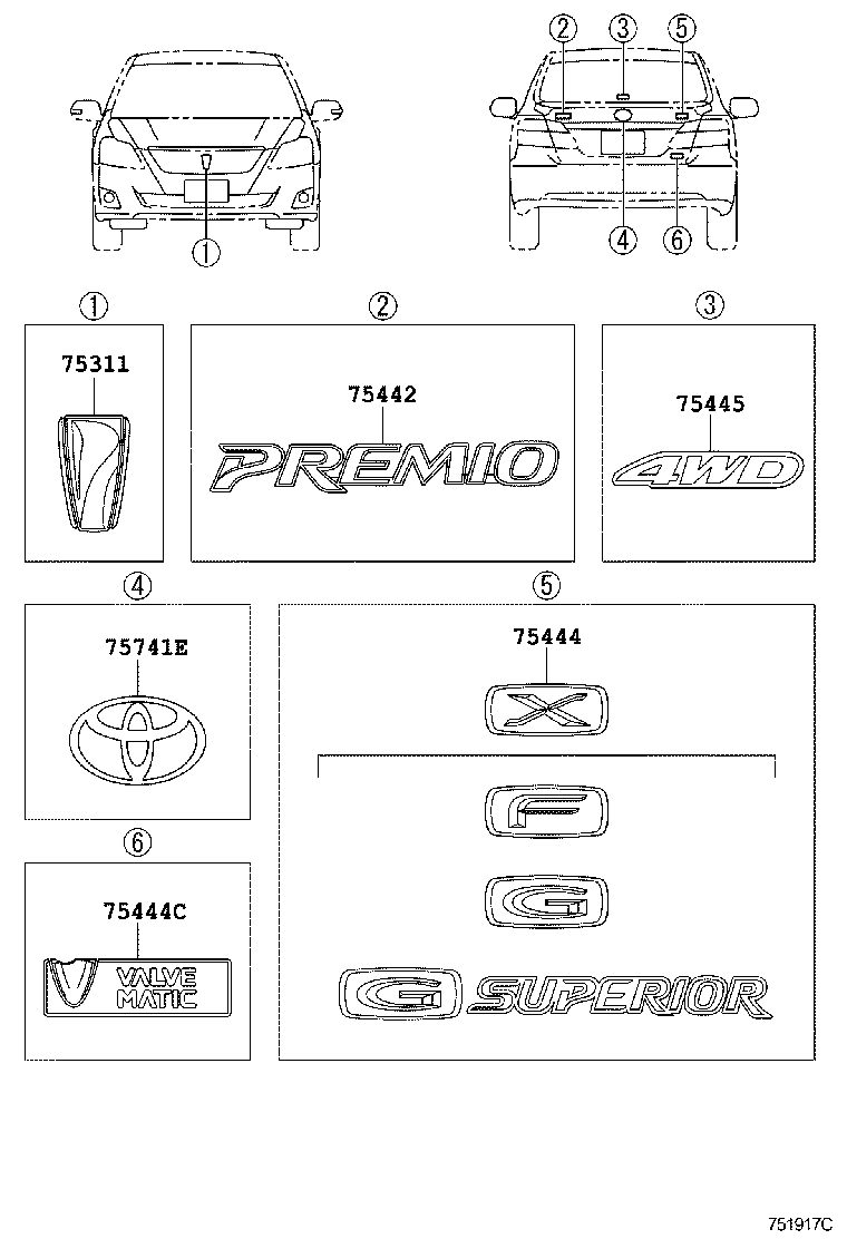 75442-2B040 PLATE, LUGGAGE COMPARTMENT DOOR NAME, NO.2 product image