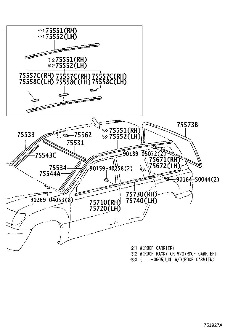 75801-60040-B0 MOULDING SUB-ASSY, BACK DOOR, OUTSIDE product image