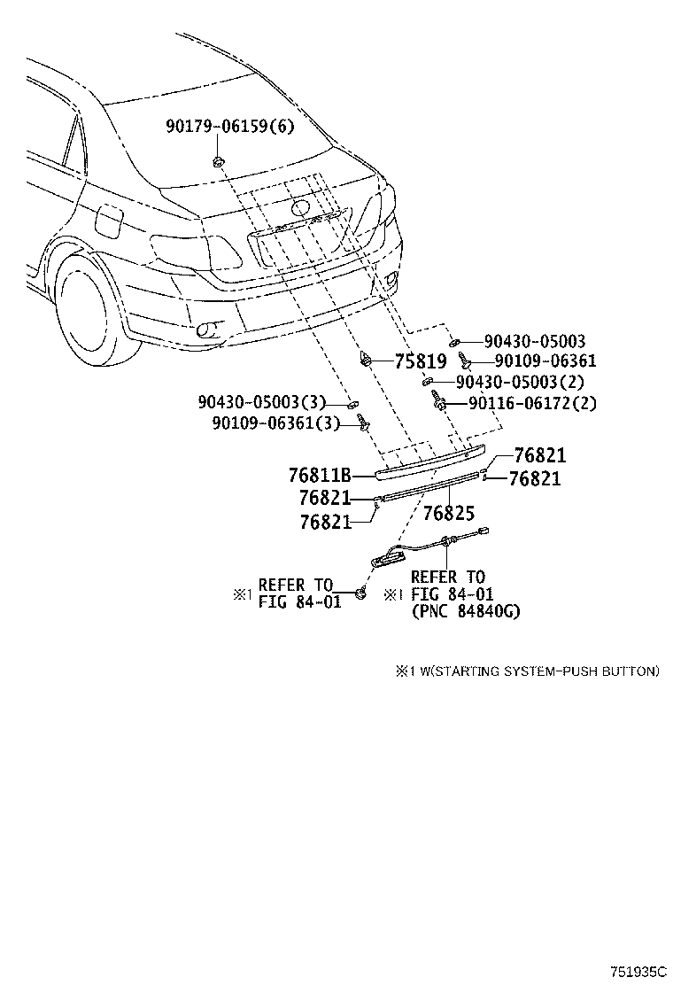76801-02F10 GARNISH SUB-ASSY, LUGGAGE COMPARTMENT DOOR, OUTSIDE product image