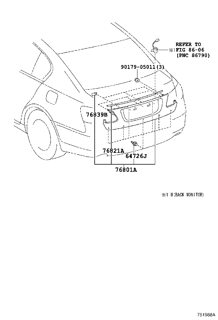 76801-30141-C2 GARNISH SUB-ASSY, LUGGAGE COMPARTMENT DOOR, OUTSIDE product image