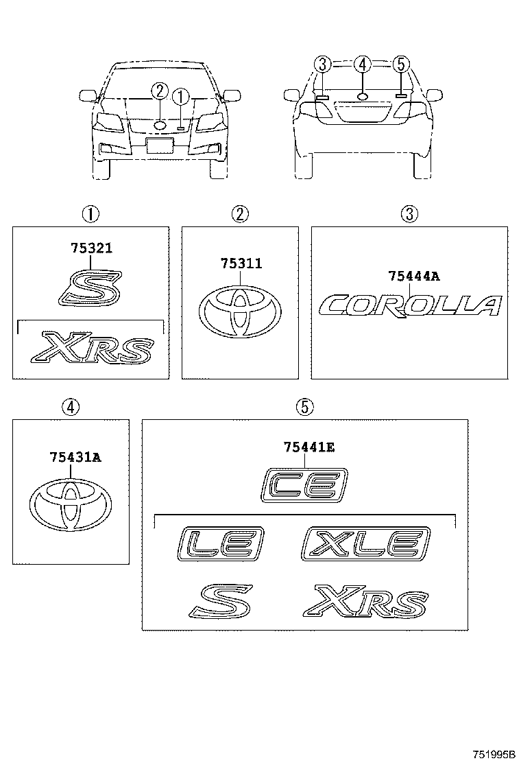 Toyota 75321-12470 PLATE, RADIATOR GRILLE OR FRONT PANEL NAME