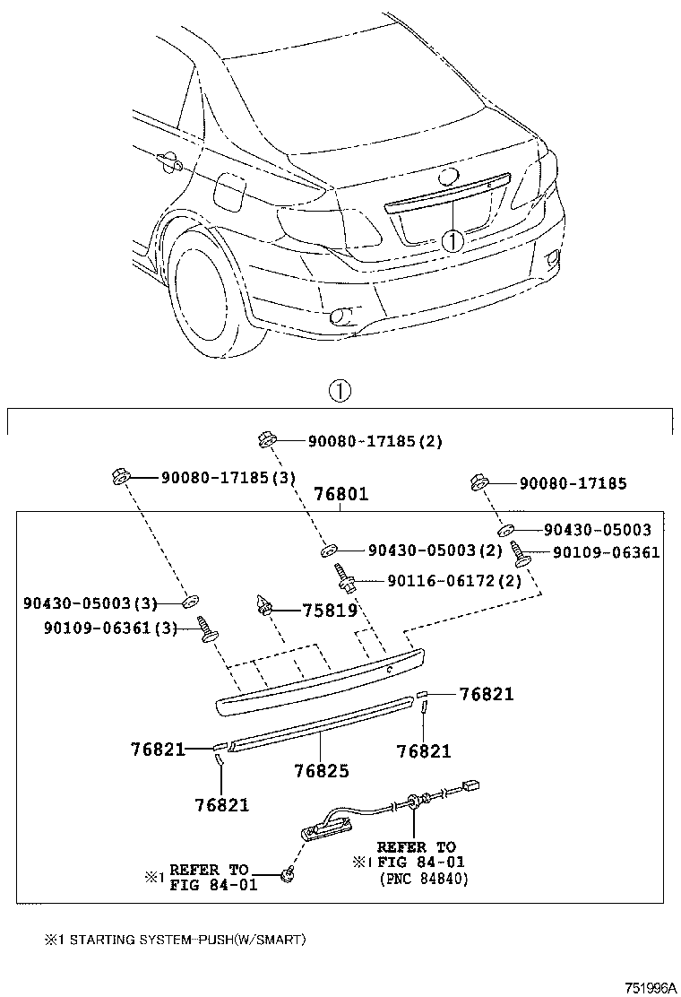Toyota 76801-02700 GARNISH SUB-ASSY, BACK DOOR, OUTSIDE