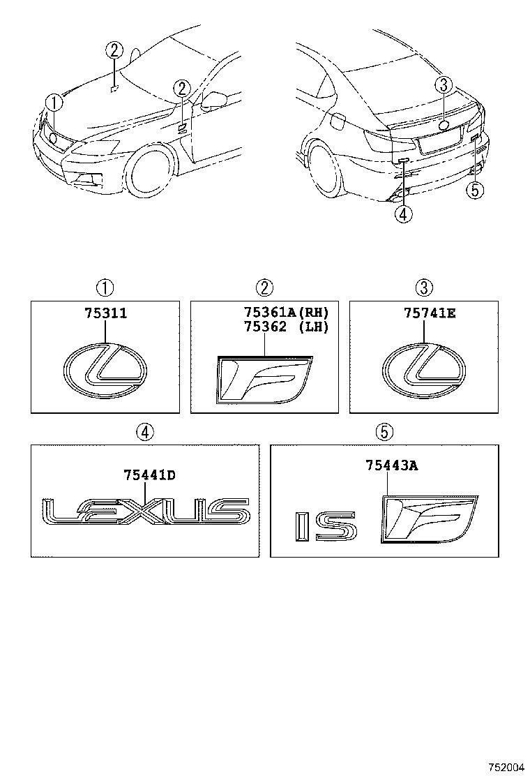 75362-53010 PLATE, FRONT FENDER NAME, NO.2 product image