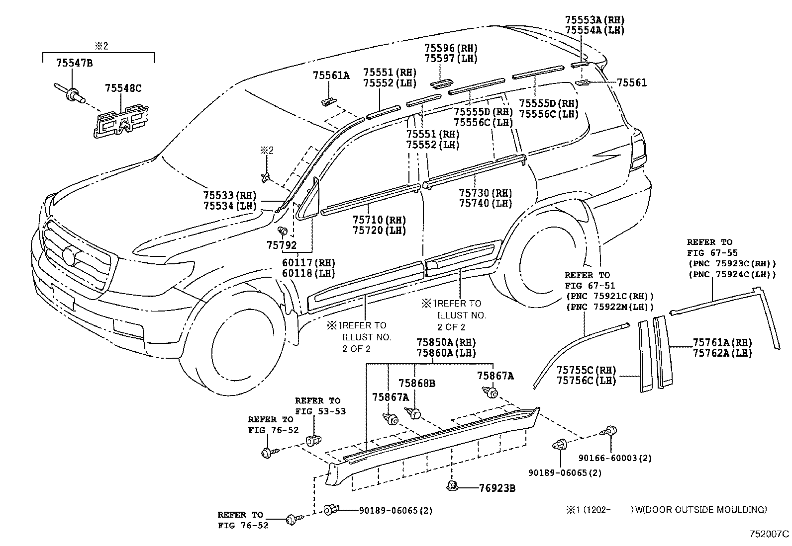 75075-60120-A2 MOULDING SUB-ASSY, REAR DOOR, OUTSIDE RH product image