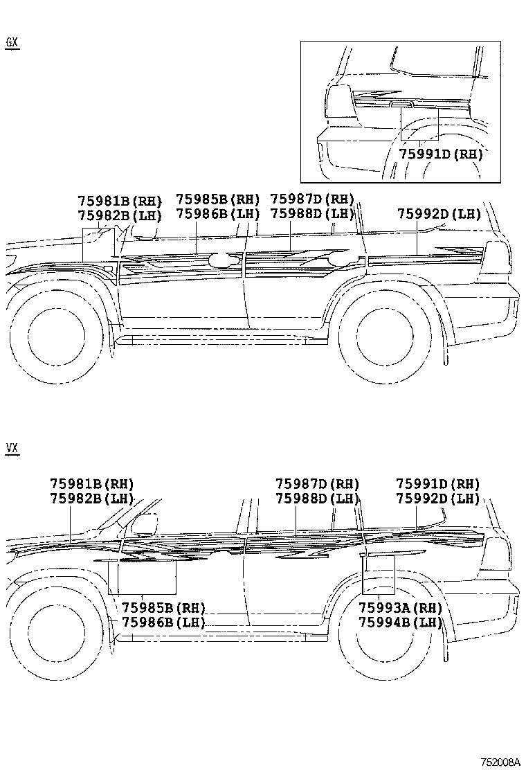 75981-0G090 STRIPE, FENDER, RH product image