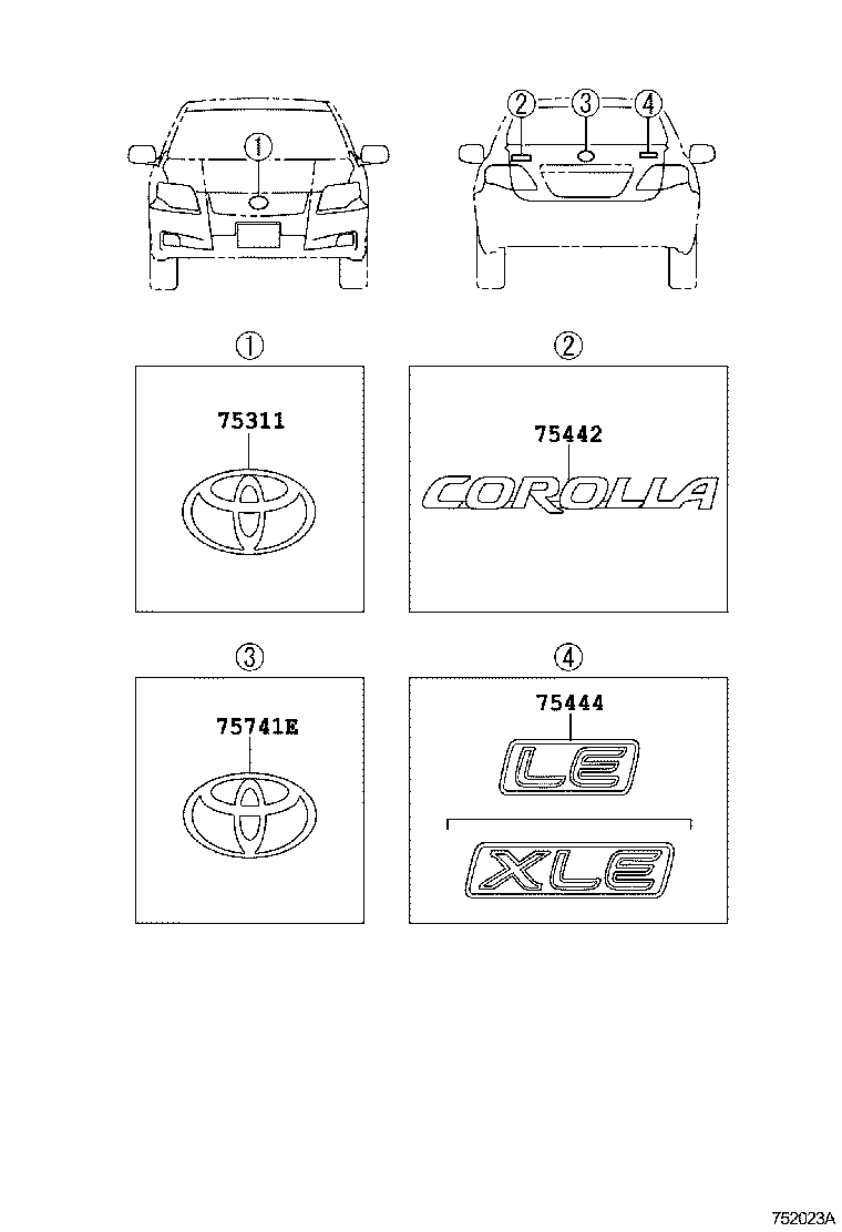 Toyota 75444-12C30 PLATE, LUGGAGE COMPARTMENT DOOR, NO.4
