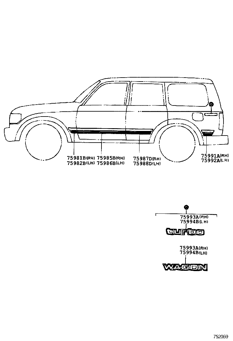 75993-60090-13 STRIPE, QUARTER, REAR RH product image