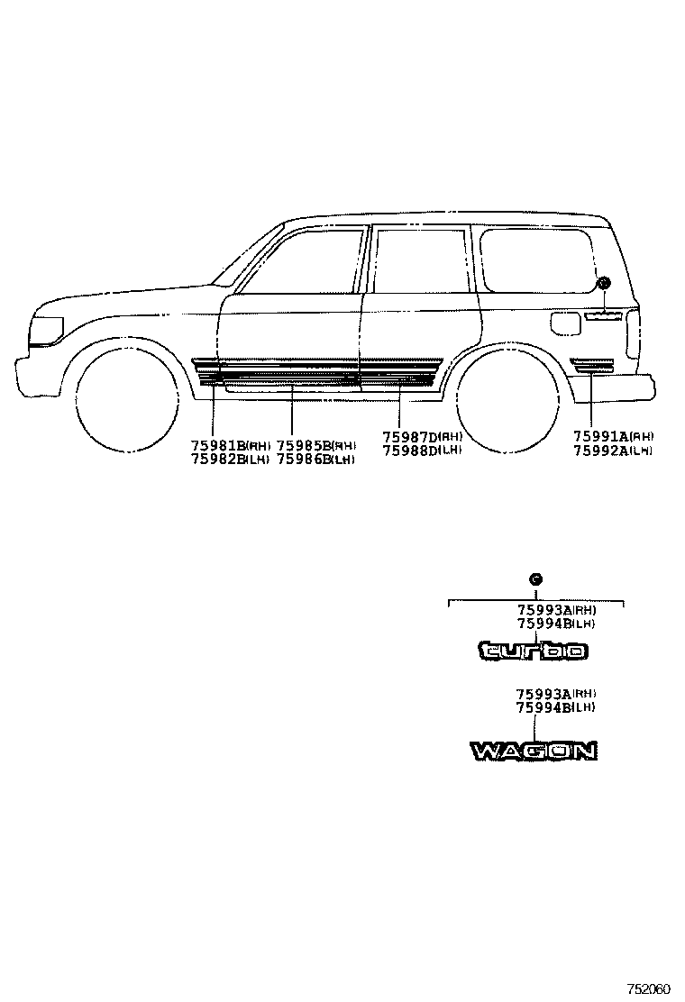 75993-60090-13 STRIPE, QUARTER, REAR RH product image