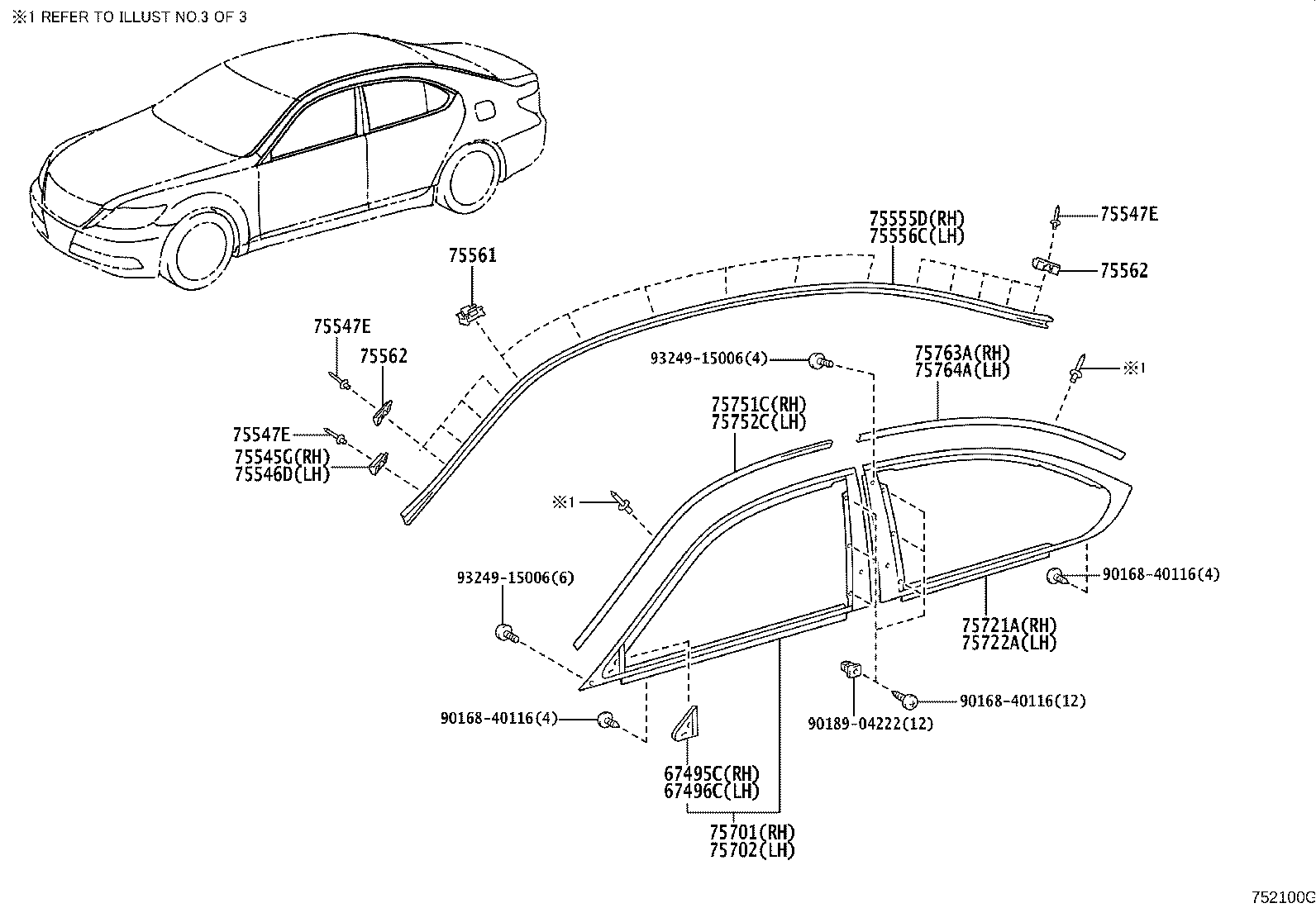 Toyota 75601-50050-C2 MOULDING SUB-ASSY, FRONT FENDER, RH