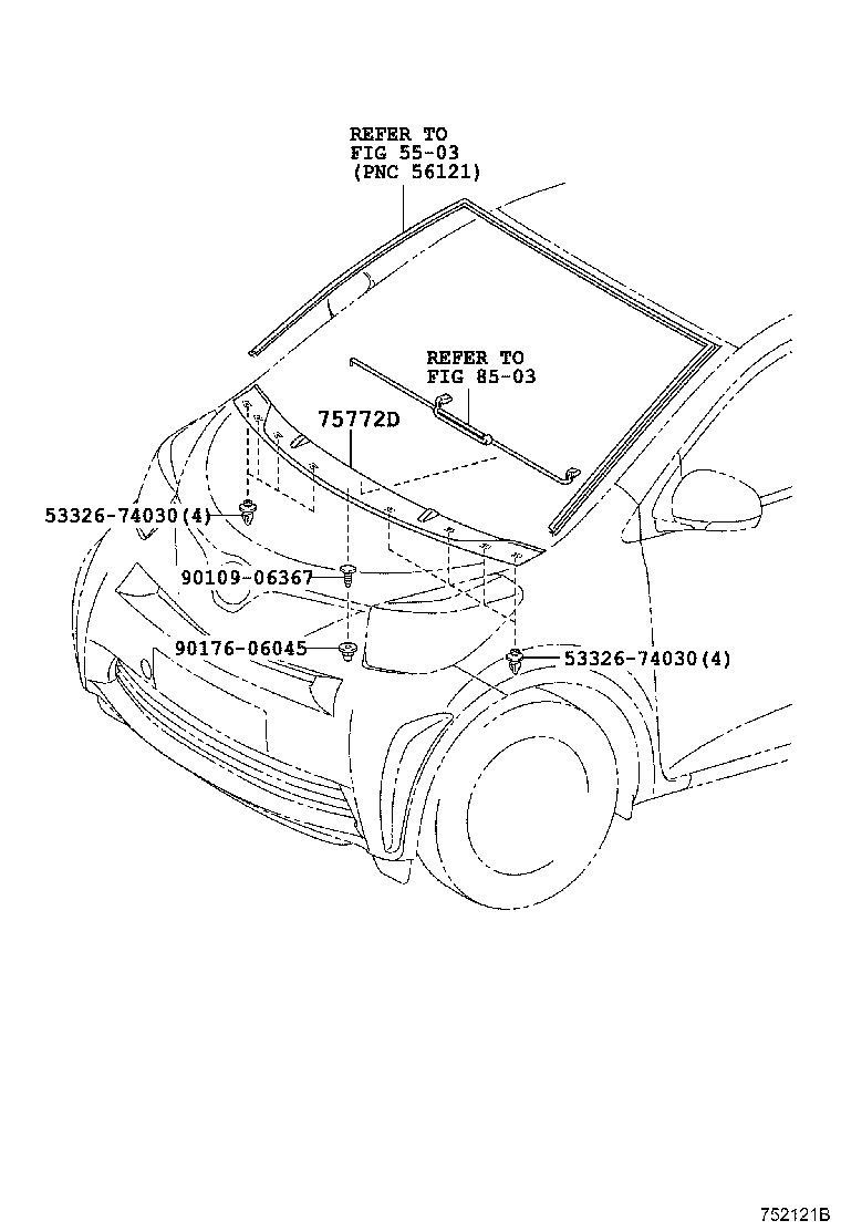 75772-74010 MOULDING, HOOD, REAR product image