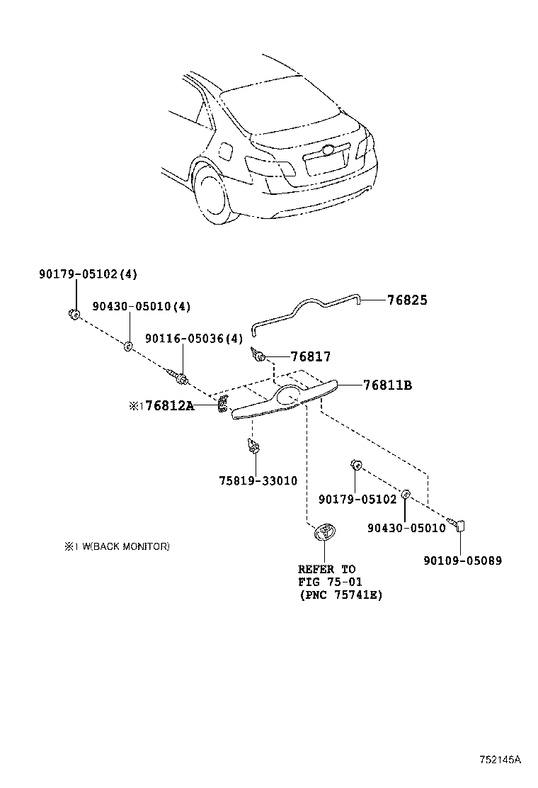 Toyota 76811-33260 GARNISH, LUGGAGE COMPARTMENT DOOR, OUTSIDE