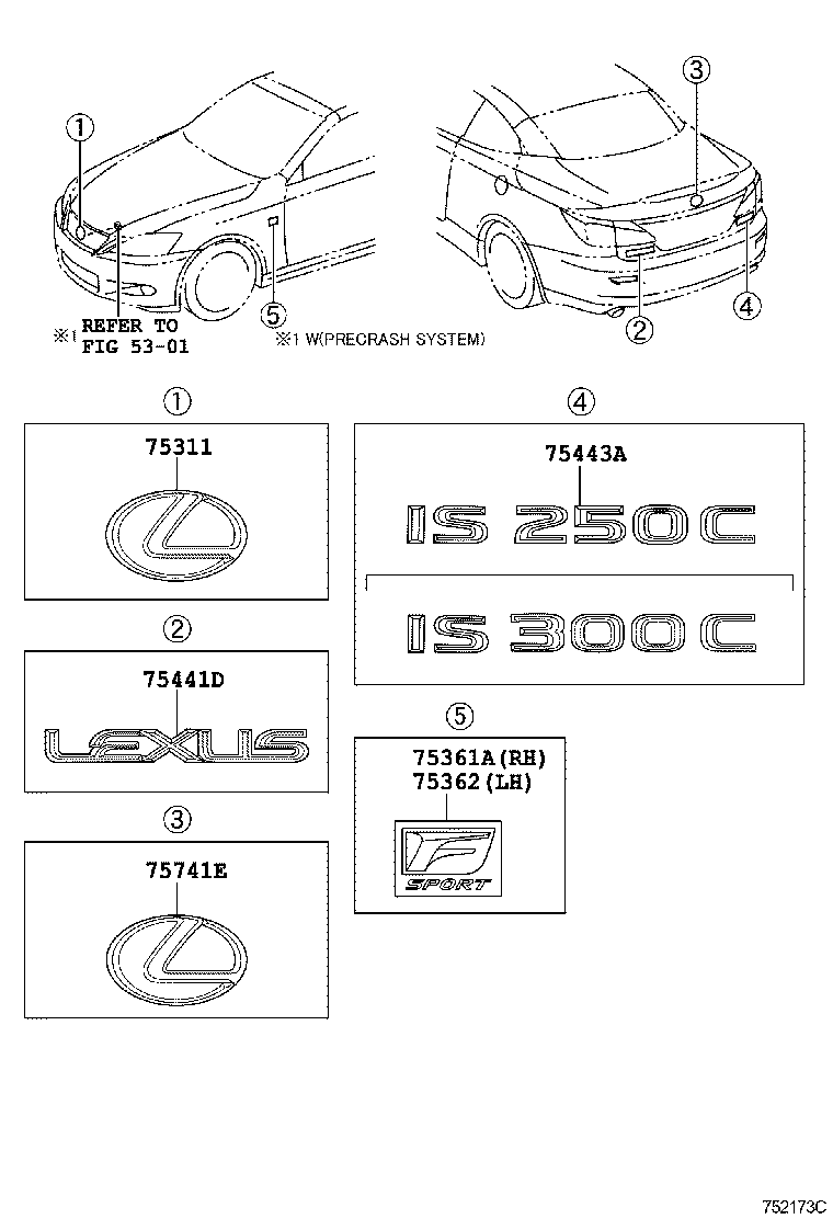 75443-53140 PLATE, LUGGAGE COMPARTMENT DOOR, NO.3 product image