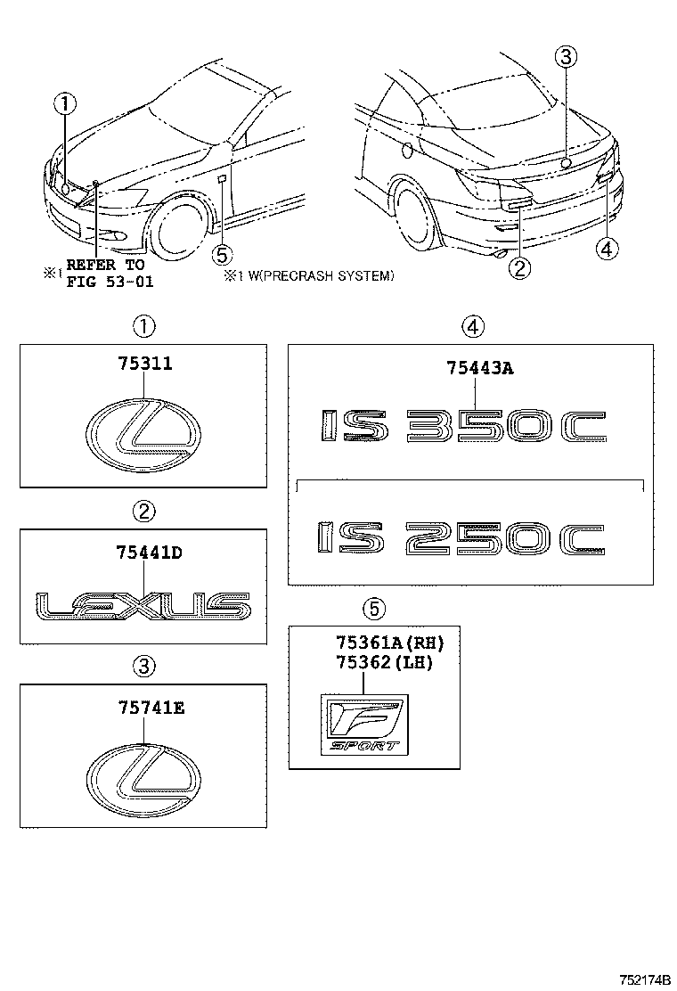 Toyota 75443-53130 PLATE, LUGGAGE COMPARTMENT DOOR, NO.3