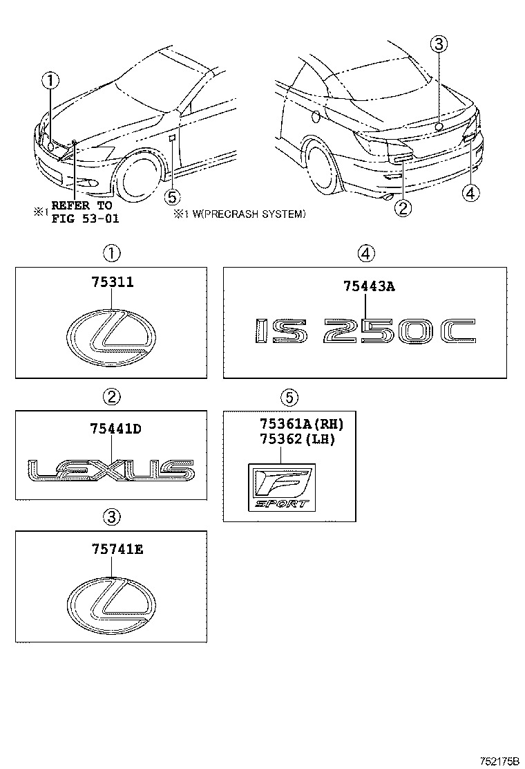 75441-53100 PLATE, LUGGAGE COMPARTMENT DOOR NAME, NO.1 product image