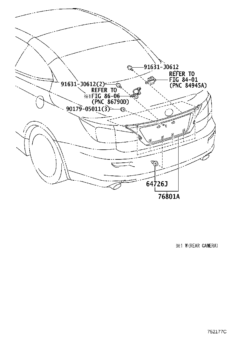 Toyota 76801-53050-J3 GARNISH SUB-ASSY, LUGGAGE COMPARTMENT DOOR, OUTSIDE