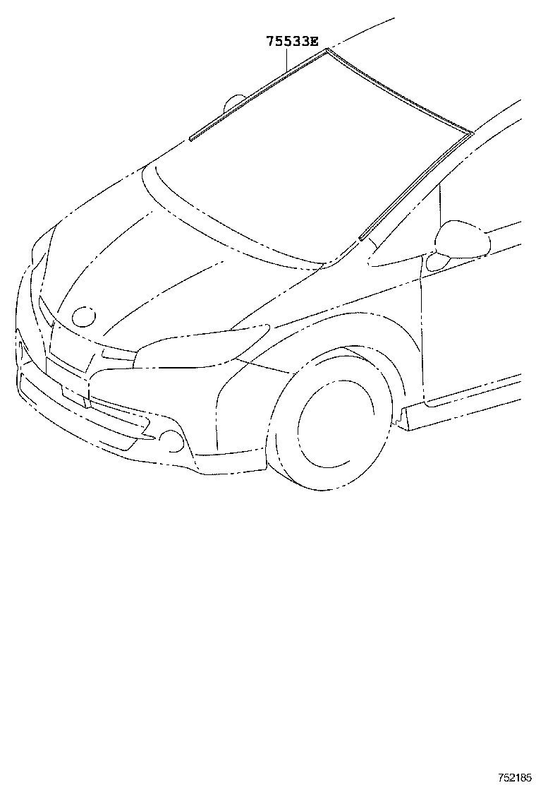 75533-68020 MOULDING, WINDSHIELD, OUTSIDE product image