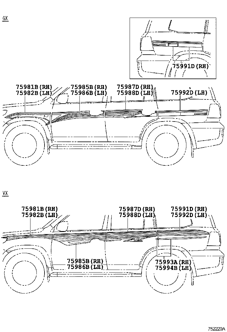 75981-0G090 STRIPE, FENDER, RH product image