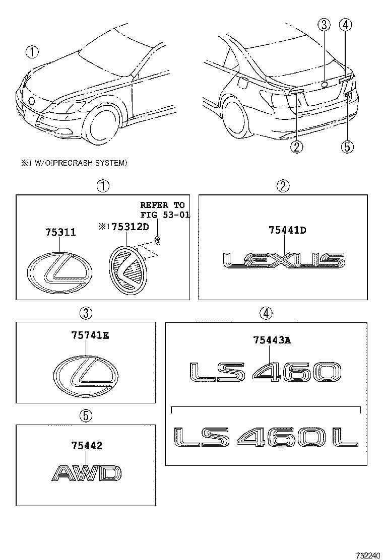 75441-50120 PLATE, LUGGAGE COMPARTMENT DOOR NAME, NO.1 product image