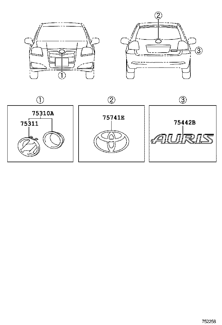 75301-12410 EMBLEM, RADIATOR GRILLE (OR FRONT PANEL) product image