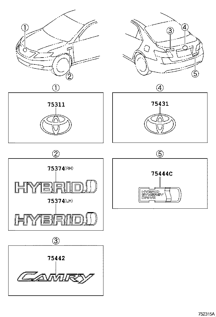 75442-06110 PLATE, LUGGAGE COMPARTMENT DOOR NAME, NO.2 product image