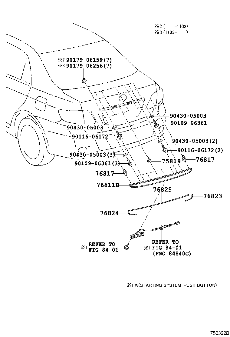 76811-12B80 GARNISH, LUGGAGE COMPARTMENT DOOR, OUTSIDE product image