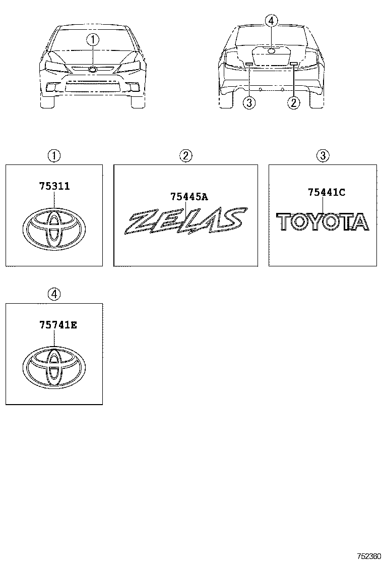 75301-21020 EMBLEM, RADIATOR GRILLE (OR FRONT PANEL) product image