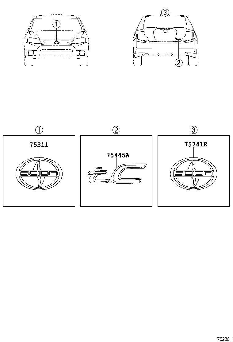 75445-21090 PLATE, BACK DOOR NAME, NO.5 product image