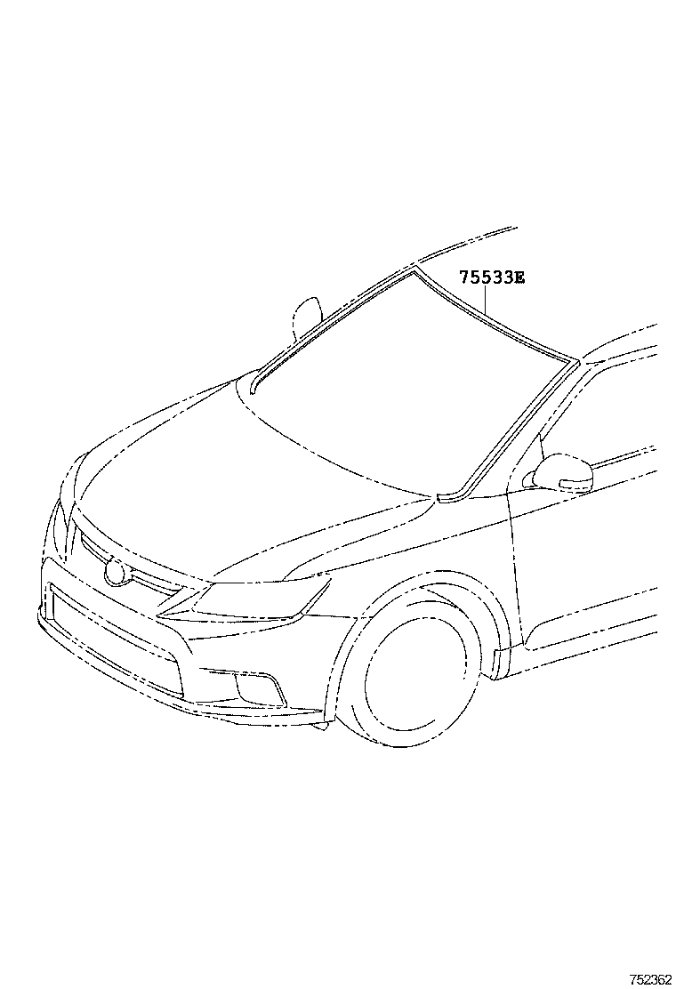 75533-21080 MOULDING, WINDSHIELD, OUTSIDE product image