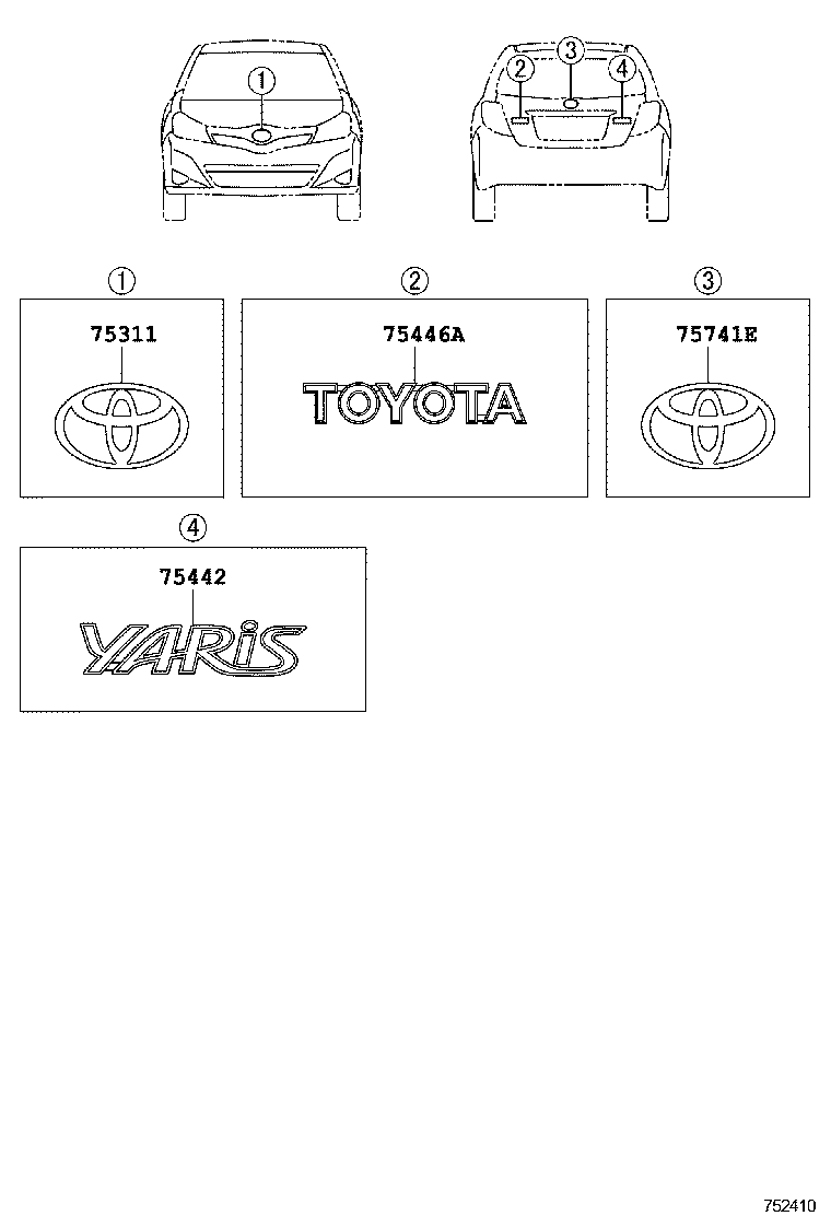 75442-52530 PLATE, LUGGAGE COMPARTMENT DOOR NAME, NO.2 product image