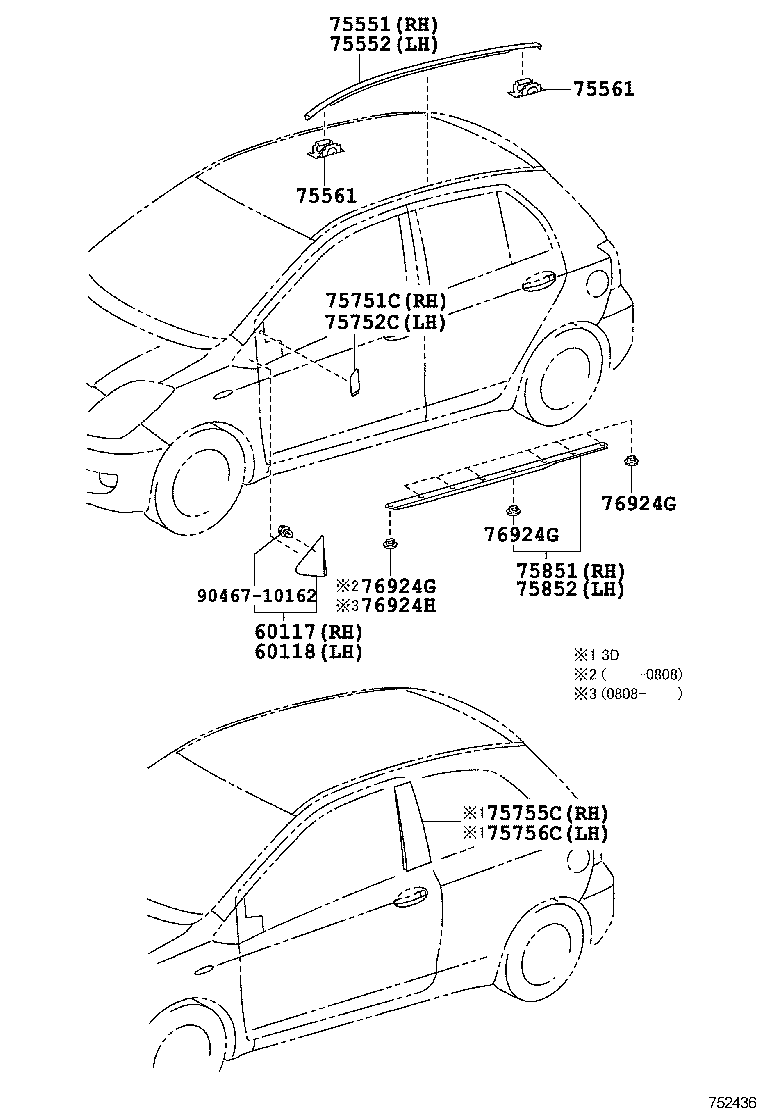 75852-52030 MOULDING, ROCKER PANEL, LH product image
