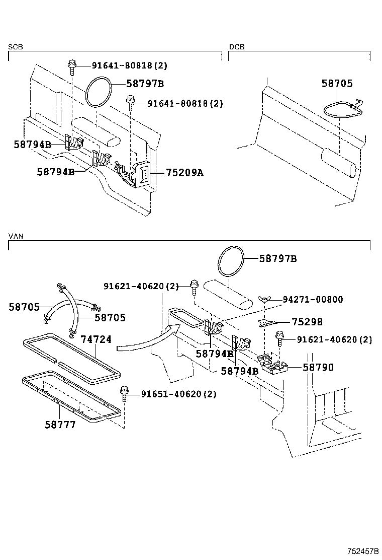 75233-37040 STAY SUB-ASSY, TOOL BOX product image