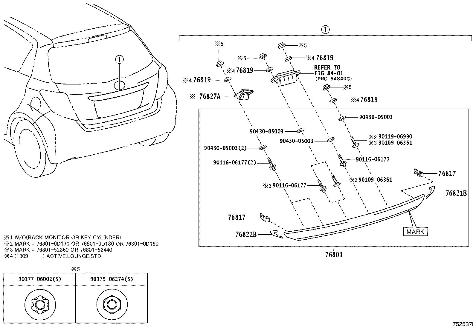 76801-0D181 GARNISH SUB-ASSY, BACK DOOR, OUTSIDE product image