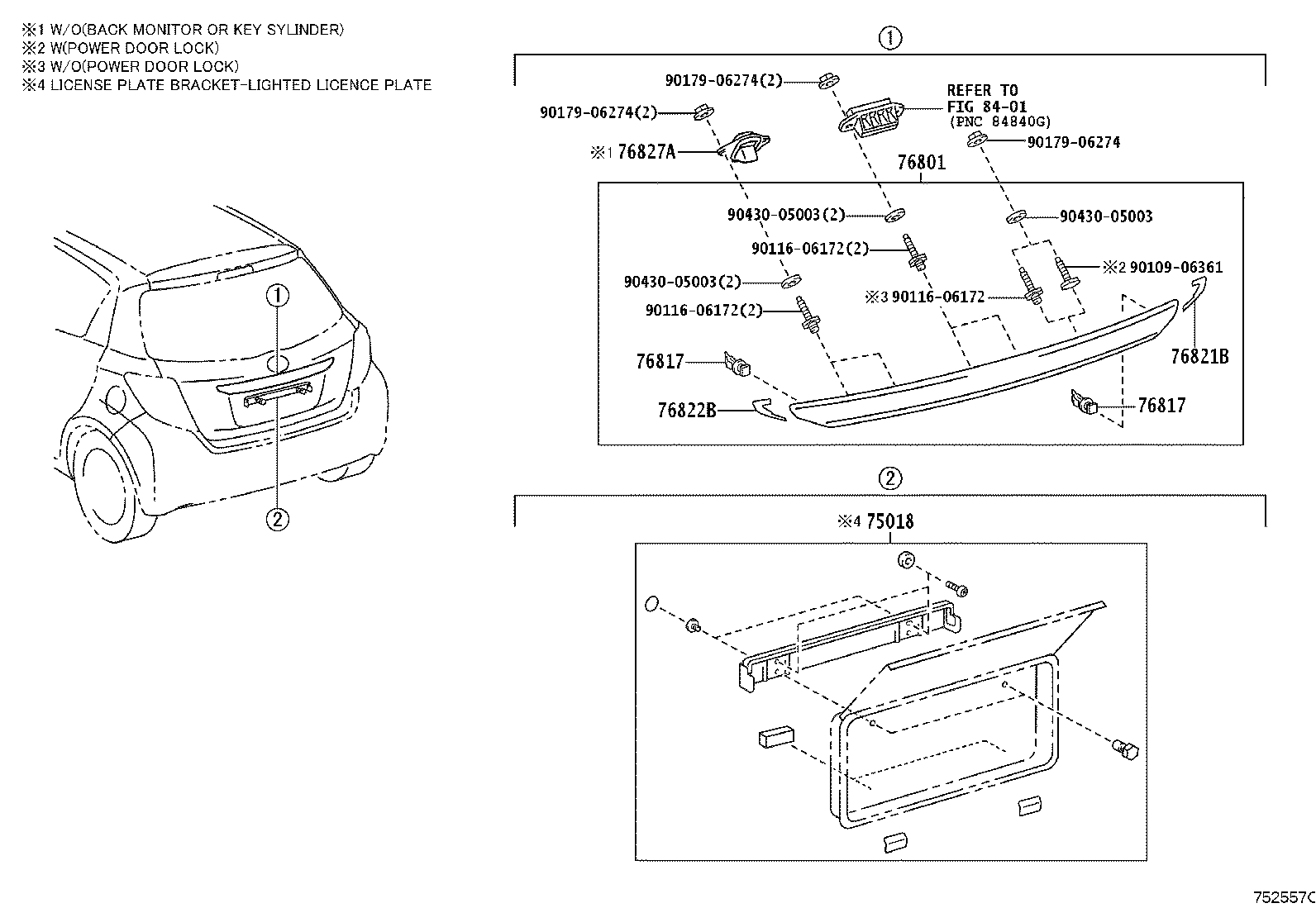 76801-52900 GARNISH SUB-ASSY, BACK DOOR, OUTSIDE product image